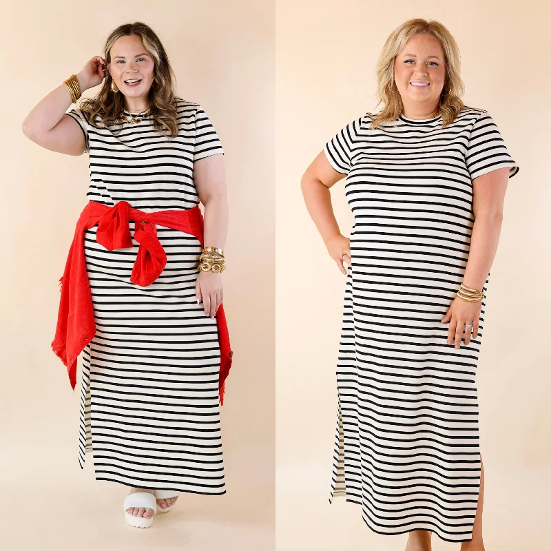Flash Sale – Act Fast!SPANX | AirEssentials Maxi T-Shirt Dress in Very Black Stripe