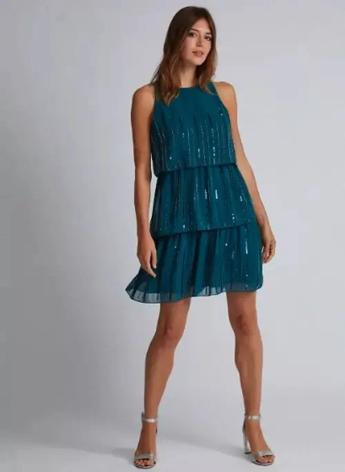 Act Fast – Limited Time Savings!Tiered Trapeze Dress Green