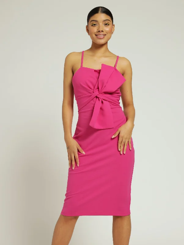 Hottest Discounts of the Year!Twist Bodice Strappy Bodycon Dress - Magenta
