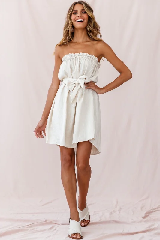 Buy One, Get One Free!Zuma Strapless Waist Tie Dress Natural