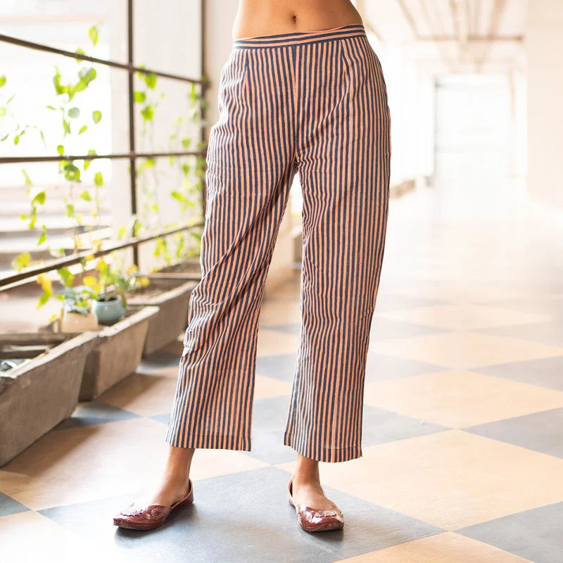 Find the Best Deals Here!Cotton Trouser Pants for Women | Blue | Striped | Straight Fit Find the Best Deals Here!Cotton Trouser Pants for Women | Blue | Striped | Straight Fit