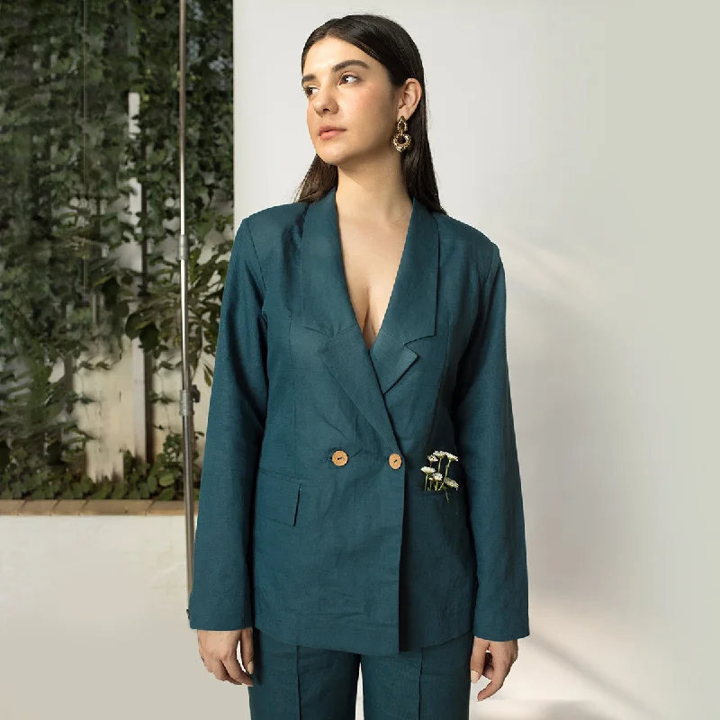 Grab Yours Before It’s Too Late!Double Breasted Blazer for Women | Hemp Cotton | Blue Grab Yours Before It’s Too Late!Double Breasted Blazer for Women | Hemp Cotton | Blue