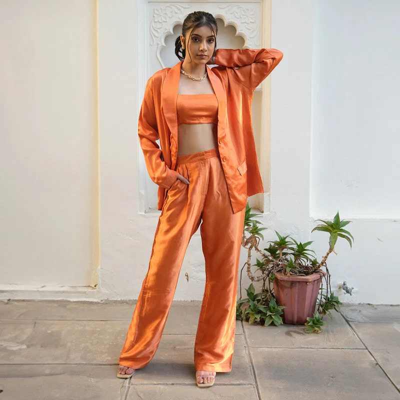 Get the Best for Less!Tencel Blazer For Women | V Neck | Orange