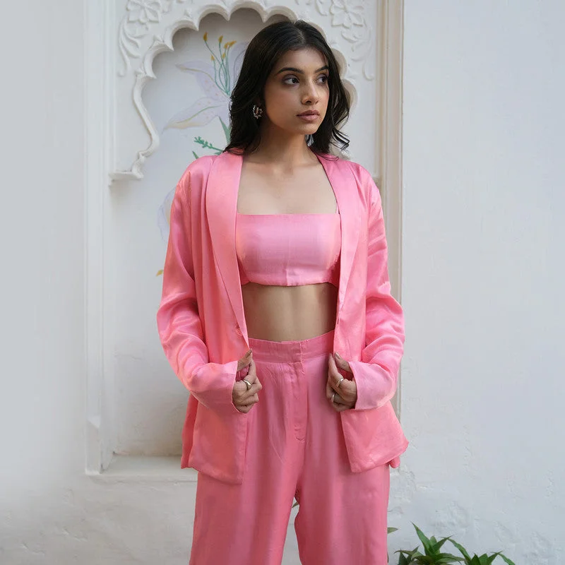 Your Best Deals Are Here!Tencel Blazer For Women | V Neck | Pink