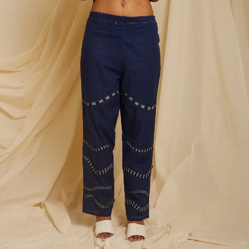 Snag the Best Prices Now!Cotton Pants for Women | 3D Printed Lines | Navy