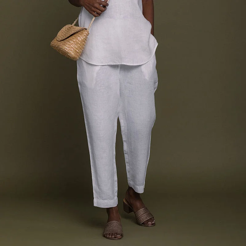 Price Drop Alert!Pure Hemp Straight Pants | High Rise | White