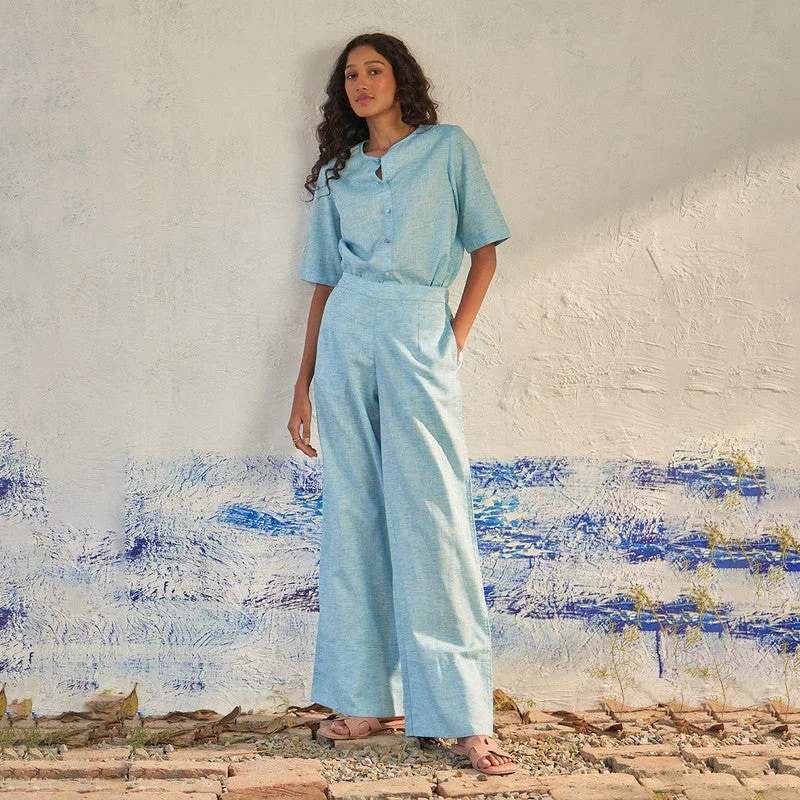 Shop Before It’s Gone!Cotton Wide Leg Pants for Women | Ice Blue