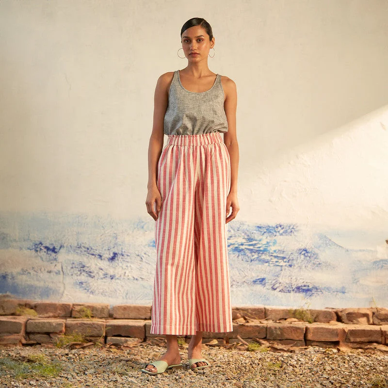 Your Best Deals Are Here!Cotton Wide Leg Pants | Red | Striped