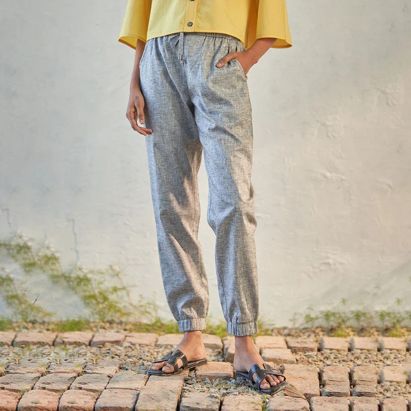 Unlock Huge Savings Now!Textured Cotton Women Jogger Pants | Grey