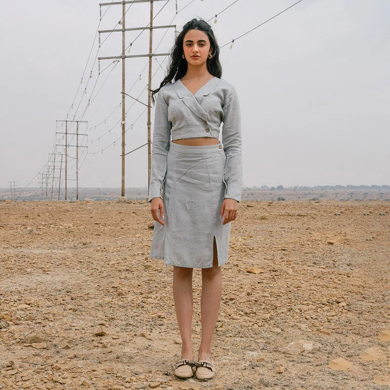 The Best Deals Won’t Wait!Linen Co Ord Set for Women | Blazer & Skirt | Grey