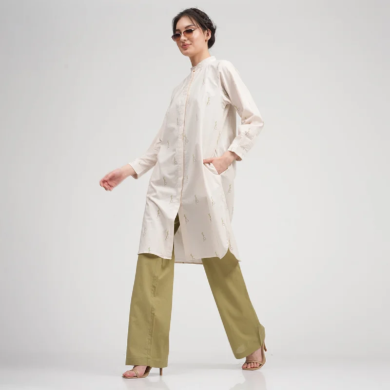 Exclusive Deals Just for You!Cotton Linen Long Shirt & Pants | Block Printed | Cream & Sage Green Exclusive Deals Just for You!Cotton Linen Long Shirt & Pants | Block Printed | Cream & Sage Green