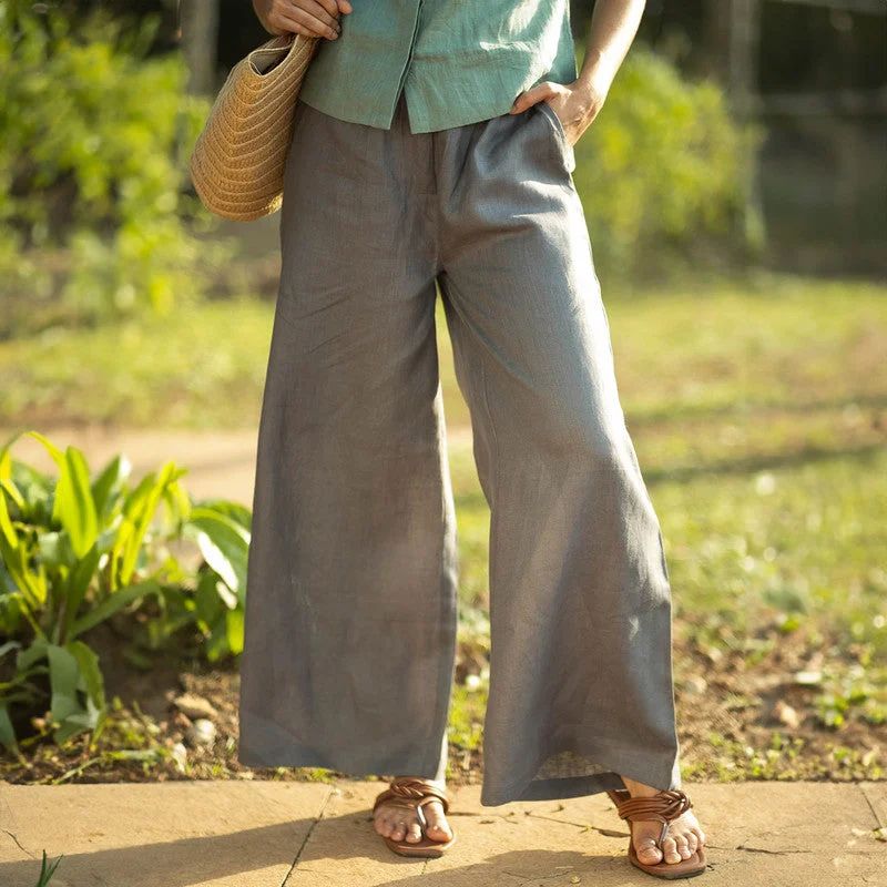 One Day Only – Huge Savings!Linen Oversized Pants for Women | Slate Grey | Wide Leg