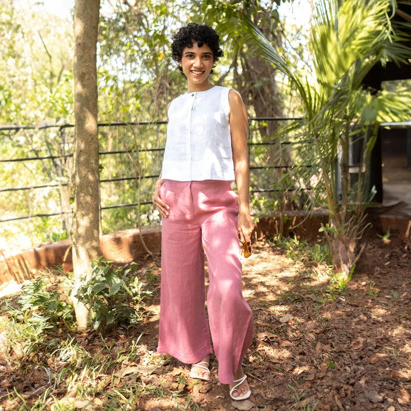 Flash Deals – Act Quickly!Linen Wide Leg Pants for Women | Pink
