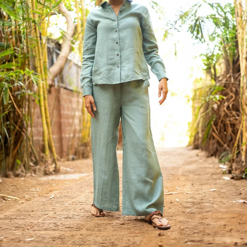 Price Drop Alert!Linen Wide Leg Pants for Women | Sage Green