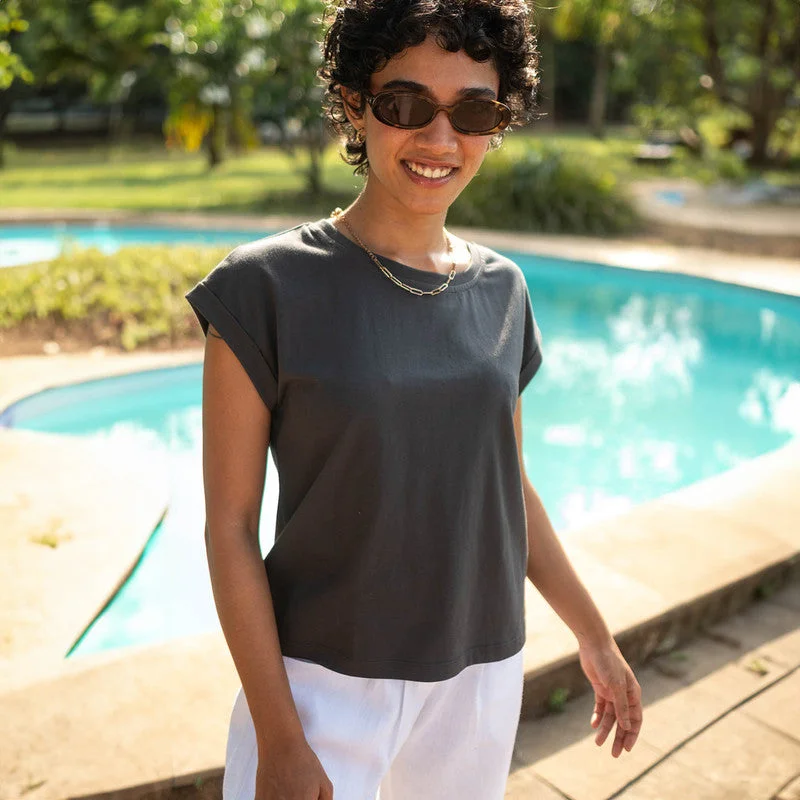Price Drops You’ll Love!Pima Cotton Boxy T-Shirt for Women | Charcoal