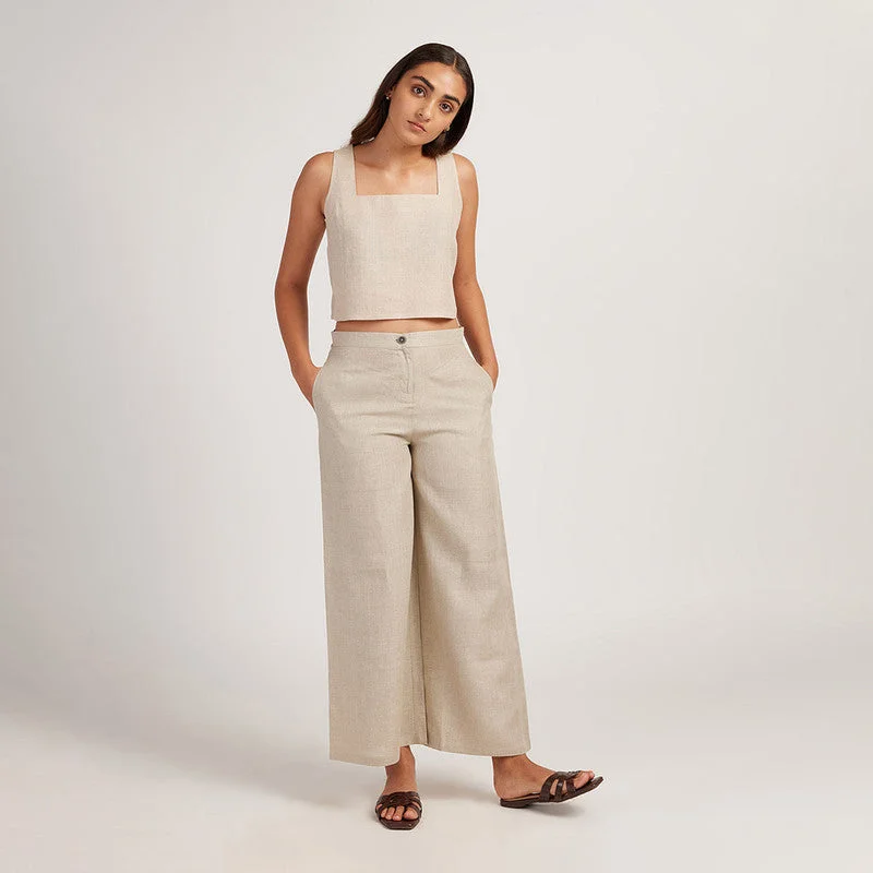 Shop More, Spend Less!Women Linen Pants | Wide-Leg | Beige