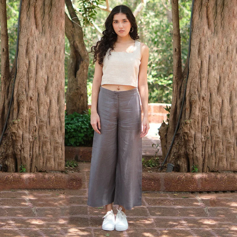 Everything Must Go!Women Linen Pants | Wide-Leg | Slate Grey