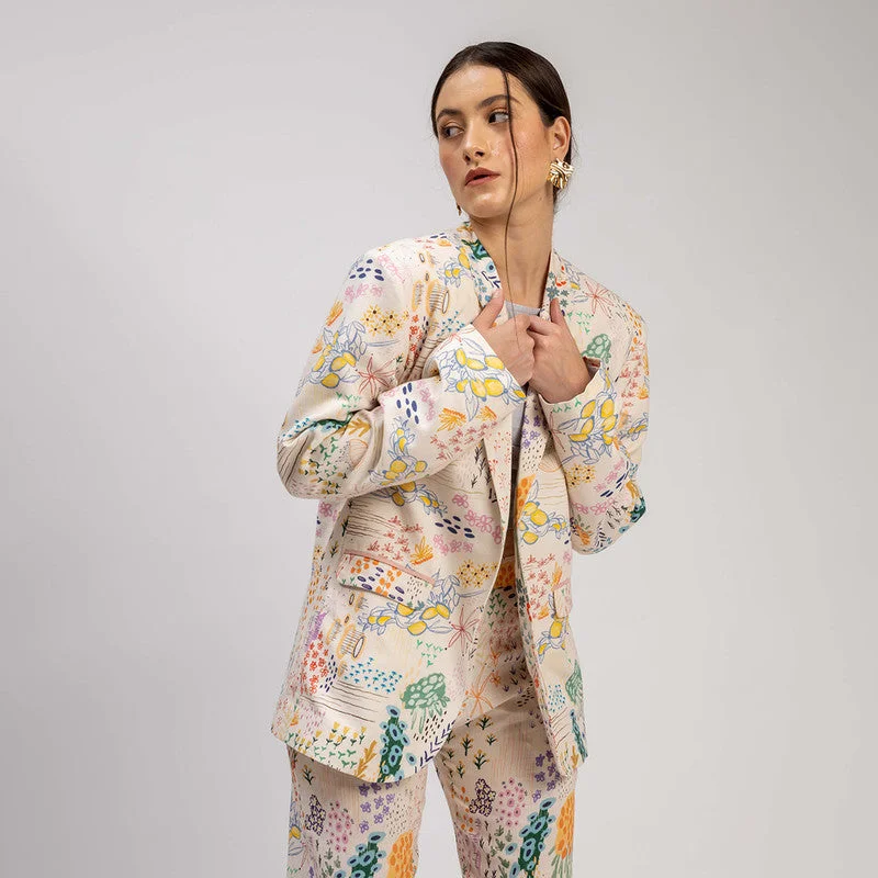 Savings You Can’t Ignore!Linen Printed Blazer for Women | Multicolour