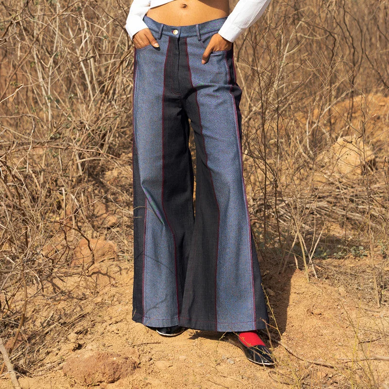 Your Discount is Waiting!Upcycled Denim Wide Leg Pants | Blue | Flared