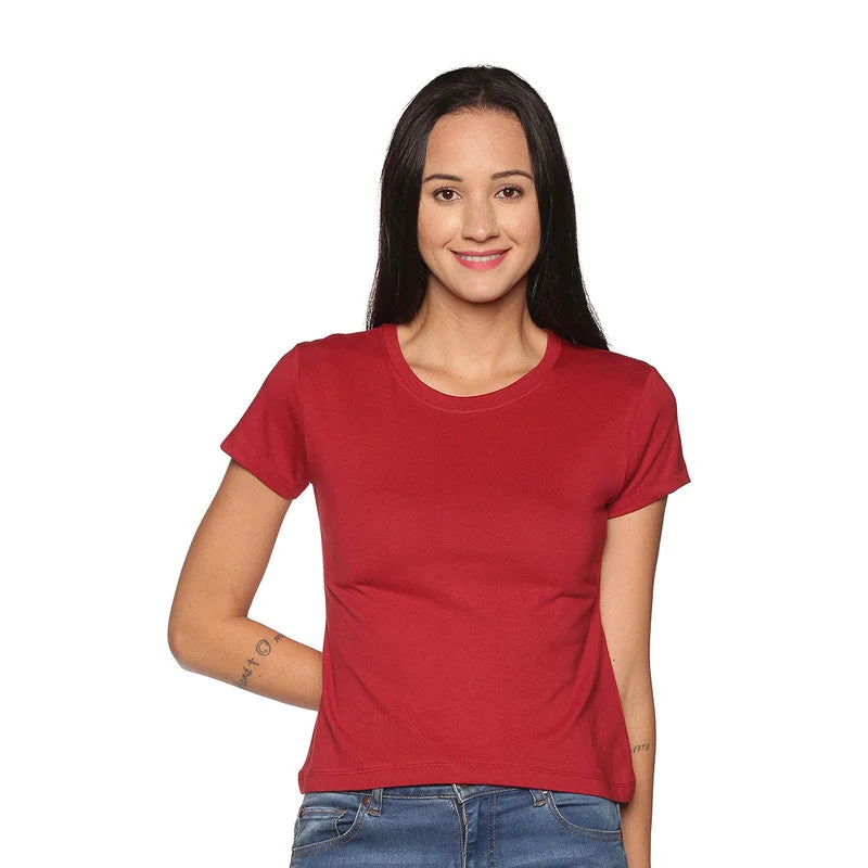 Enjoy Huge Discounts Now!Organic Cotton T-shirt for Women | Crew Neck | Maroon