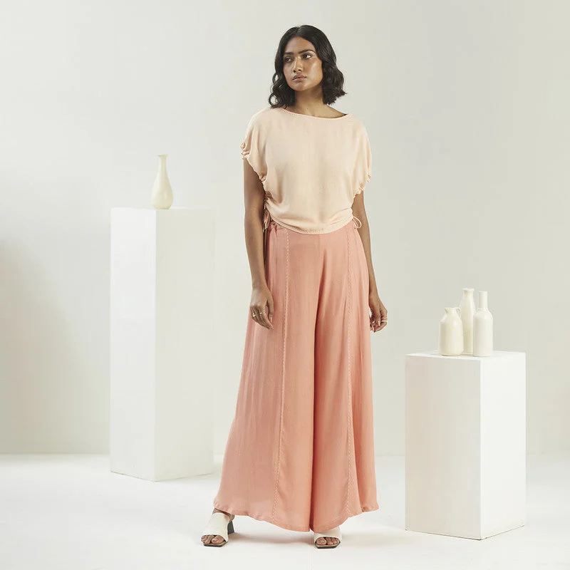 Today’s Deals, Tomorrow’s Regrets!Flared Pants for Women | FSC Viscose | Embroidered Eyelet | Salmon Pink Today’s Deals, Tomorrow’s Regrets!Flared Pants for Women | FSC Viscose | Embroidered Eyelet | Salmon Pink