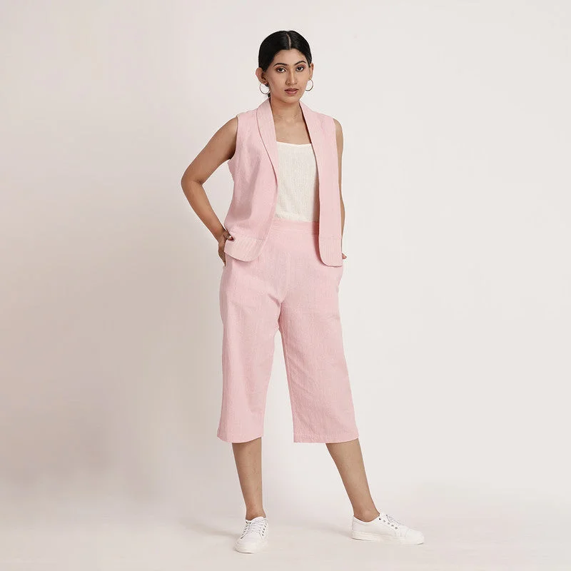 Limited-Time Price Drop!Cotton Blazer | Sleeveless & Shawl Collar | Pink