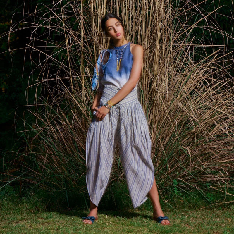 Seasonal Sale – Shop Now!Seasonal Sale – Shop Now!Kala Cotton Draped Pants | Blue & White