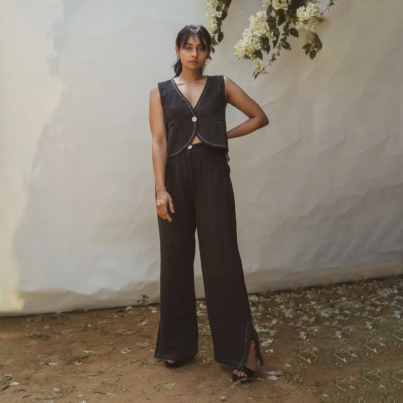 Get More for Less!Pants for Women | Kala Cotton Pants | Slit Hem | Black