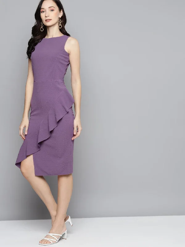 Today Only – Don’t Miss It!Today Only – Don’t Miss It!Lavender One Side Frill Bodycon