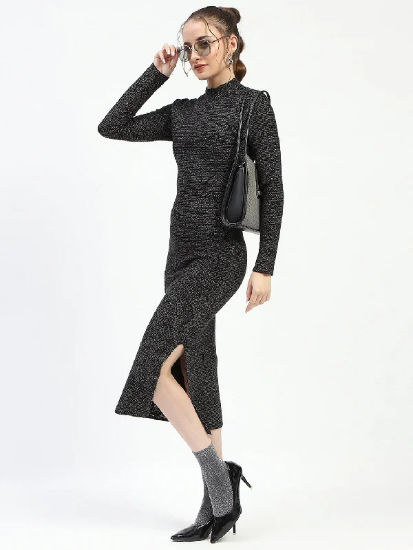 Limited Deals, Unlimited Savings!Madame Black Textured Bodycon Dress with Long Sleeves Limited Deals, Unlimited Savings!Madame Black Textured Bodycon Dress with Long Sleeves