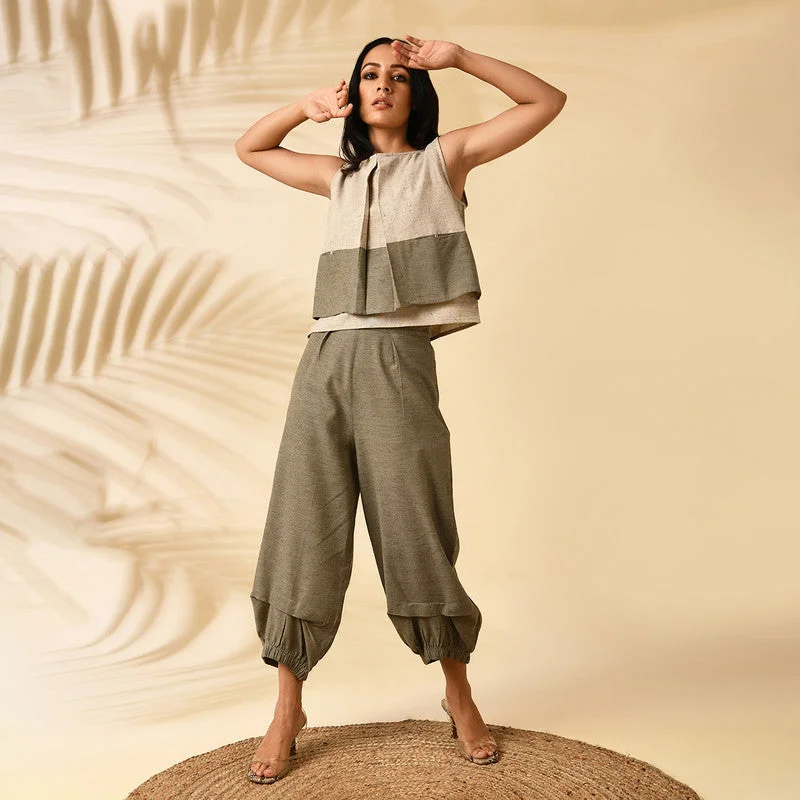 Time to Snag a Bargain!Handwoven Cotton Pants for Women | Mid-Rise | Olive