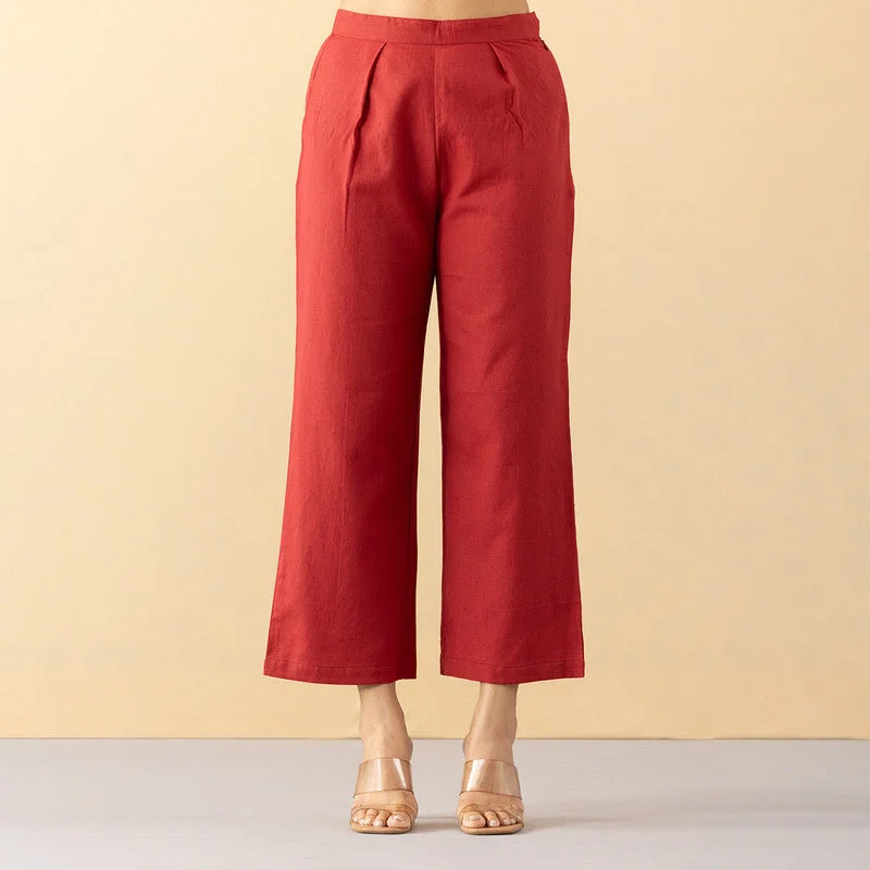 Find Your Perfect Deal Today!High Waist Cotton Pants | Scarlet | Red