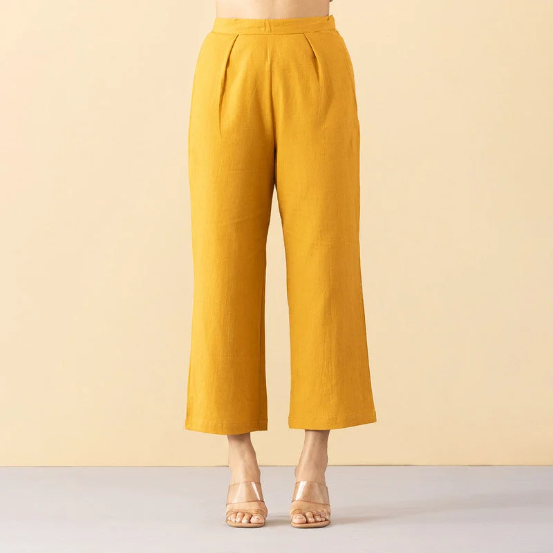 Shop the Hottest Deals!High Waist Cotton Pants | Yellow