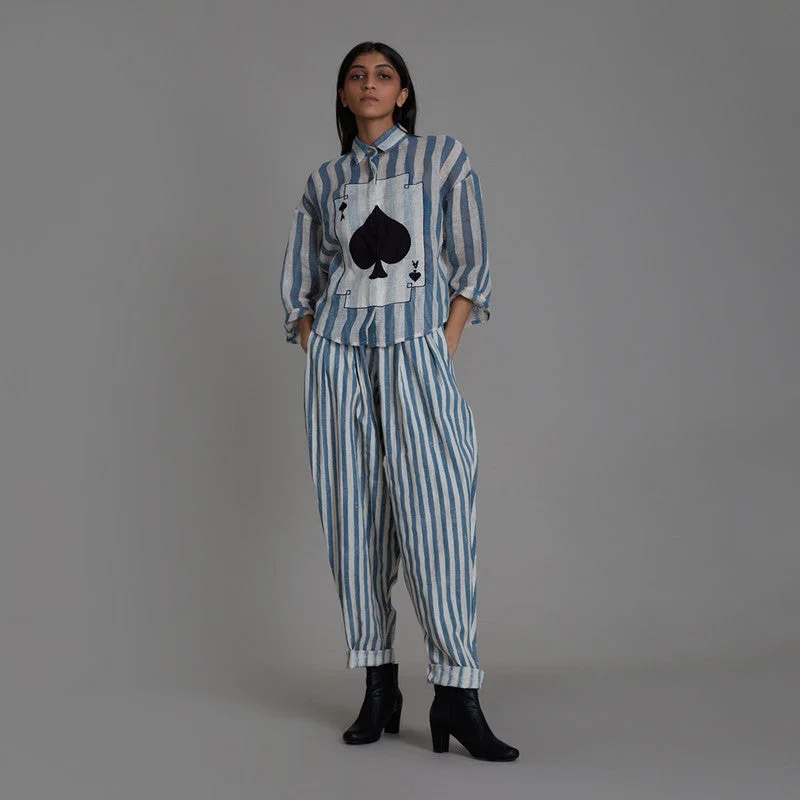 Great Deals, Just for You!Cotton Linen Co Ord Set | Shirt & Pants | Striped | Blue