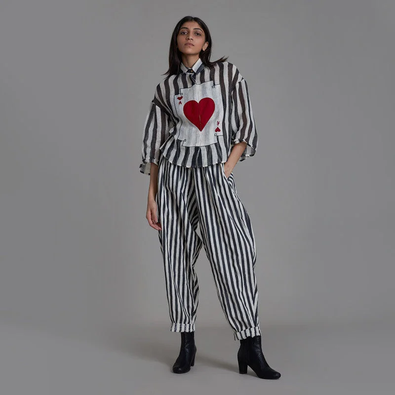 Your Favorite Sale is Back!Pure Cotton Balloon Pants | Striped | Black & Oatmeal