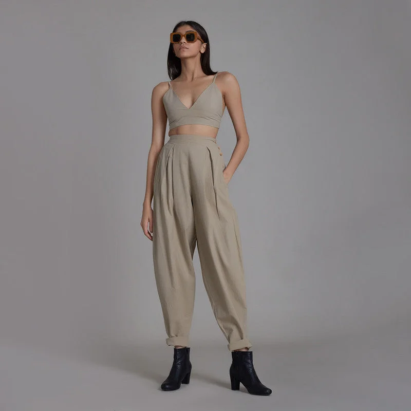 Every Deal is a Steal!Pure Cotton Co Ord Set | Bralette & Pants | Beige