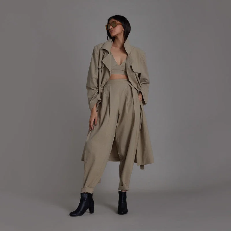 The Best Deals Won’t Wait!Pure Cotton Co Ord Set | Bralette Pants & Jacket | Beige