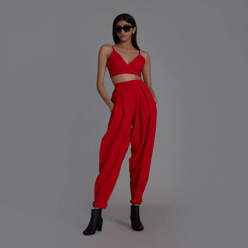 Buy One, Get One Free!Pure Cotton Co Ord Set | Bralette & Pants | Red