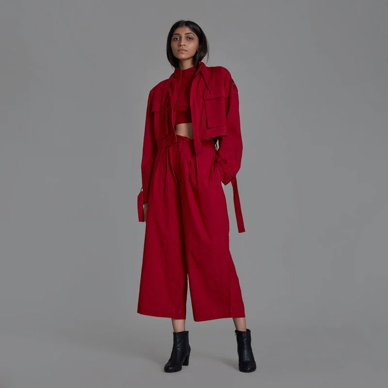 Lowest Prices Guaranteed!Pure Cotton Co Ord Set | Top Pants & Jacket | Red