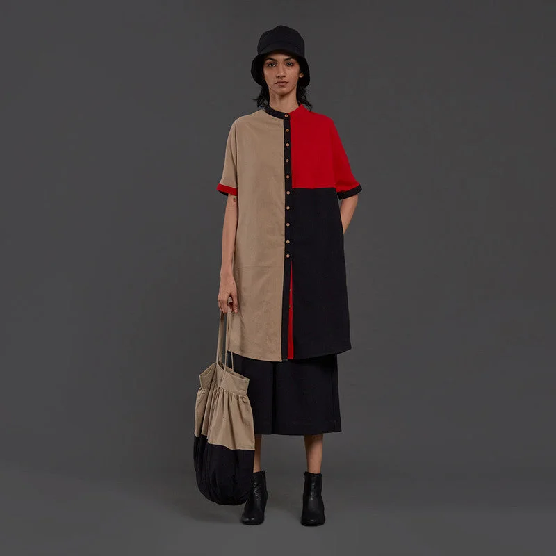 Upgrade for Less!Pure Cotton Co Ord Set | Tunic & Pants | Beige & Black