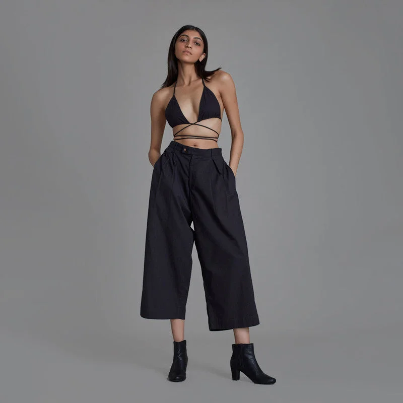Special Discounts Inside!Pure Cotton Pleated Pants | Wide Leg | Black