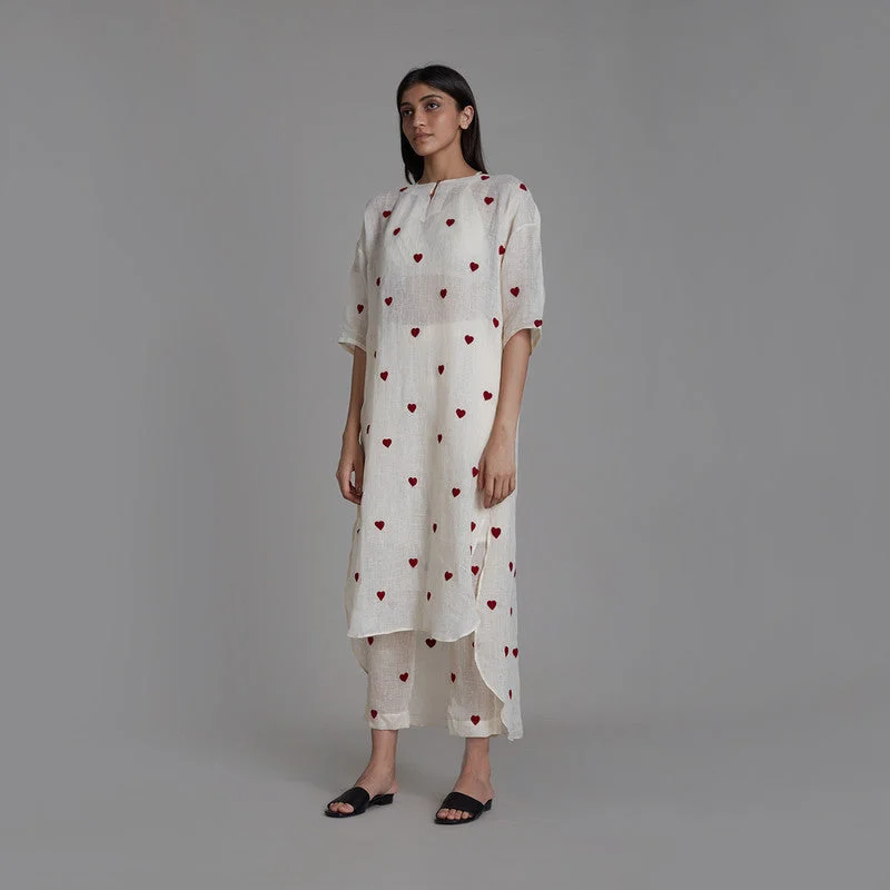 Must-Have Deals Inside!Pure Linen Pants | High-Waist | Hearts | Oatmeal