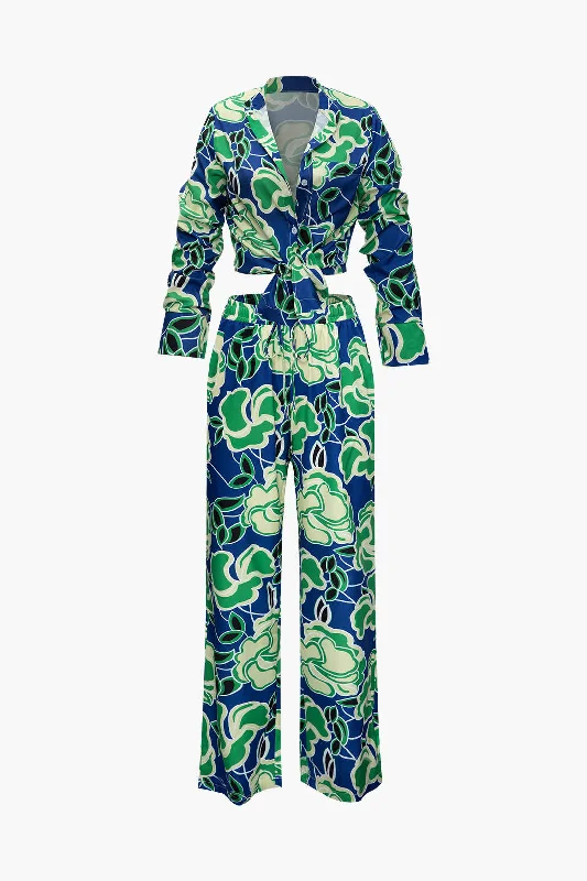 Seasonal Sale – Shop Now!Printed Long Sleeve Chest Pocket Shirt And Drawstring Tie Pants Set Seasonal Sale – Shop Now!Printed Long Sleeve Chest Pocket Shirt And Drawstring Tie Pants Set