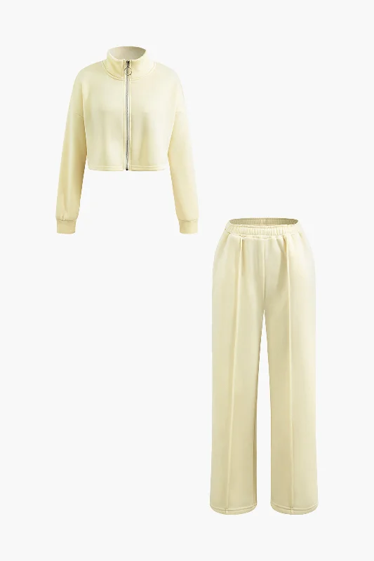 Amazing Prices You Can’t Resist!Stand Collar Zip Up Long Sleeve Sweatshirt And Elastic Waist Pants Set Amazing Prices You Can’t Resist!Stand Collar Zip Up Long Sleeve Sweatshirt And Elastic Waist Pants Set