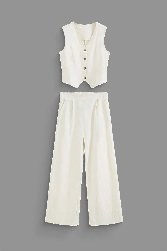 Your Wallet Will Thank You!Linen V-neck Waistcoat And Pocket Pants Set
