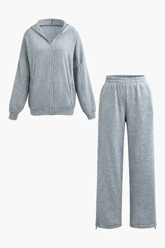 Unmissable Offers Await!Zipper Hooded Sweatshirt And Drawstring Sweatpants Set