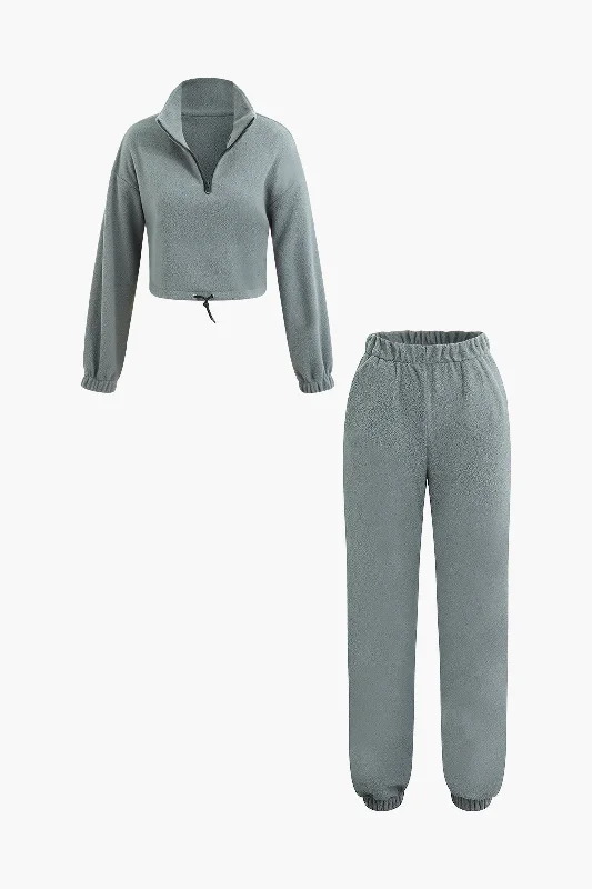 Time to Snag a Bargain!Stand Collar Zip Up Drawstring Sweatshirt And High Waist Pants Set Time to Snag a Bargain!Stand Collar Zip Up Drawstring Sweatshirt And High Waist Pants Set