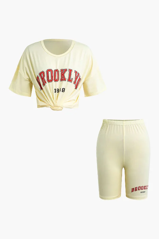 Exclusive Offers You’ll Love!Letter Print T-shirt And Shorts Set
