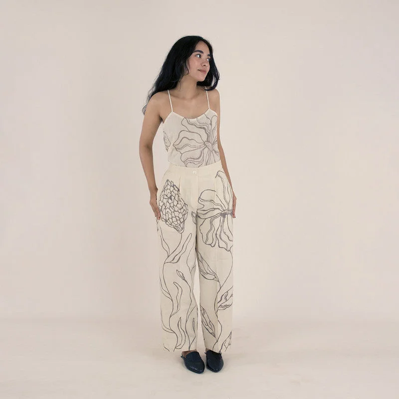 Save More When You Shop More!Pure Cotton Trousers | Pleated Straight Cut | White