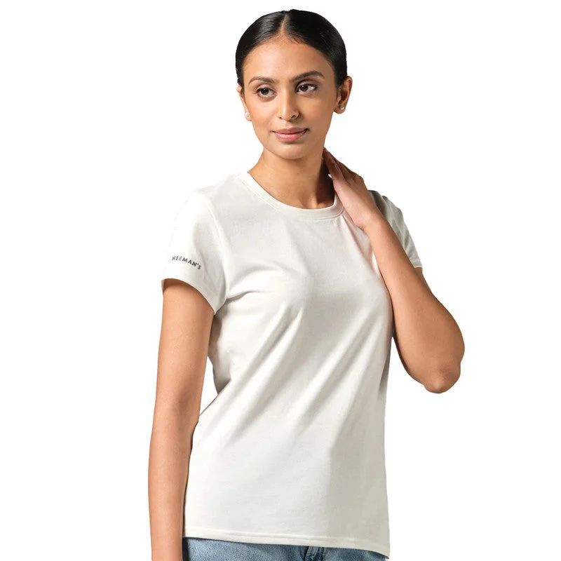 Best Price of the Season!Neeman's Classic Crew T-Shirt for Women | Ivory | Organic Cotton
